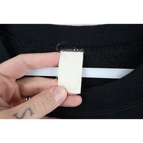 Vintage 80s 90s Streetwear Mens XL Distressed Blank Gusset Sweatshirt Black USA - Picture 4 of 12